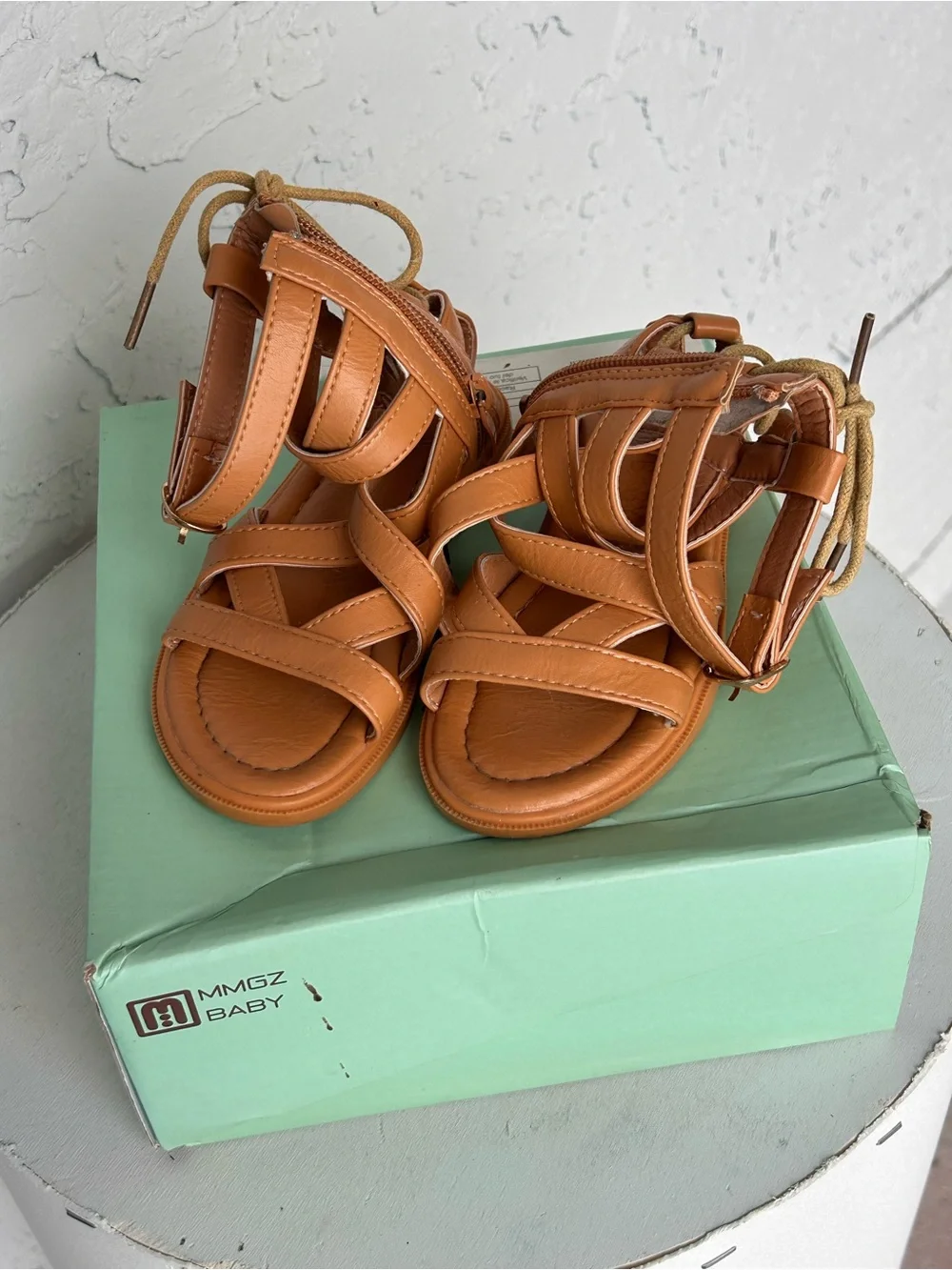 SHEIN Kids Brown Tan Strappy Gladiator Sandals